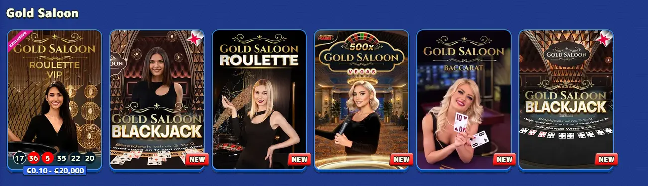 Pistolo Gold Saloon themed pokie lobby with western-style game tiles